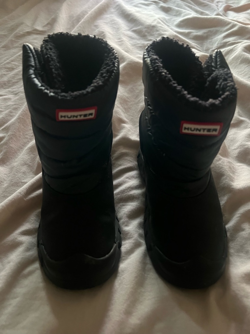 Hunter Black Winter Snow Boots with Shearling Collar